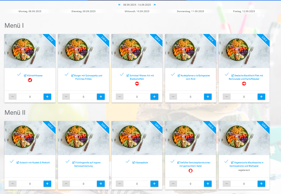 WebMenü Speiseplan Screenshot